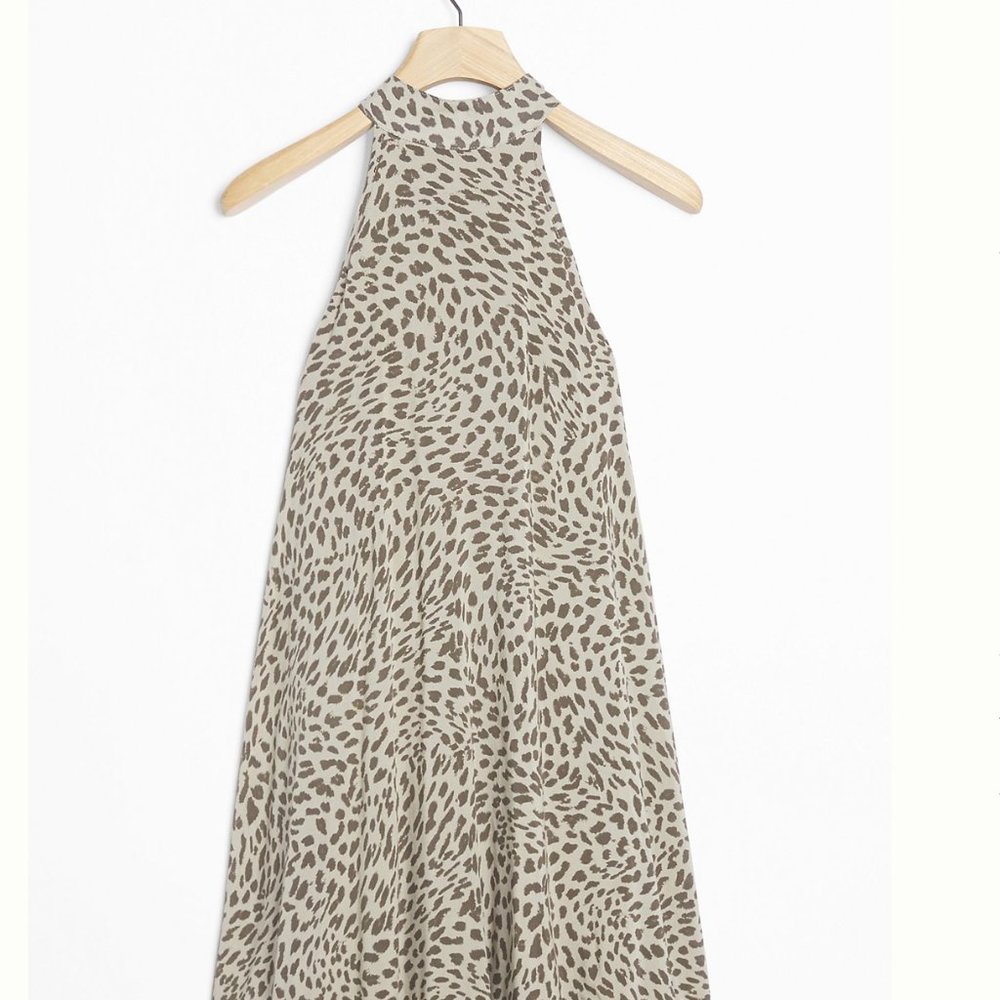 ⭐️ Cloth Stone Cheetah Boho Halter Peasant Leopard Hipster Hippie Art Chic Dress